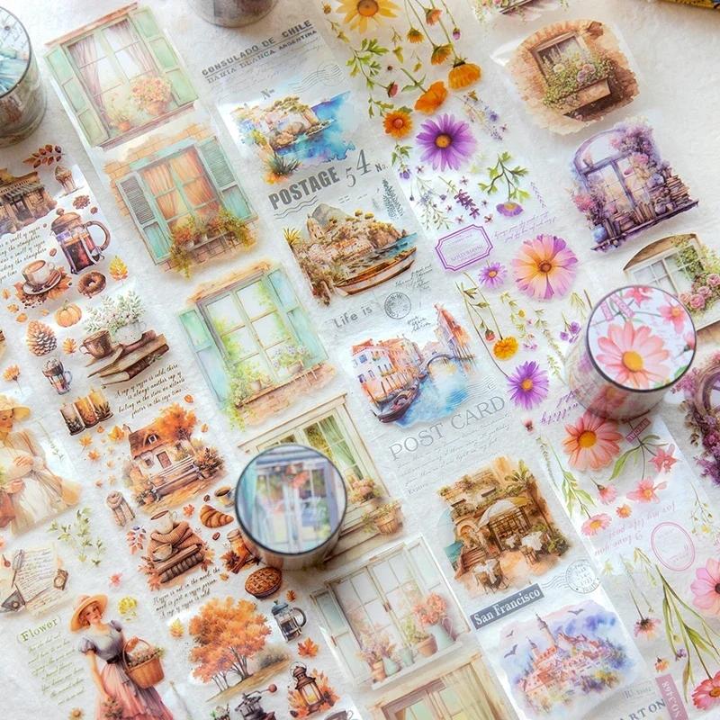 5cm*2m Vintage PET Tape Decorative Stick Labels Diary Album Scrapbooking Material Handmade Junk Journal Supplies