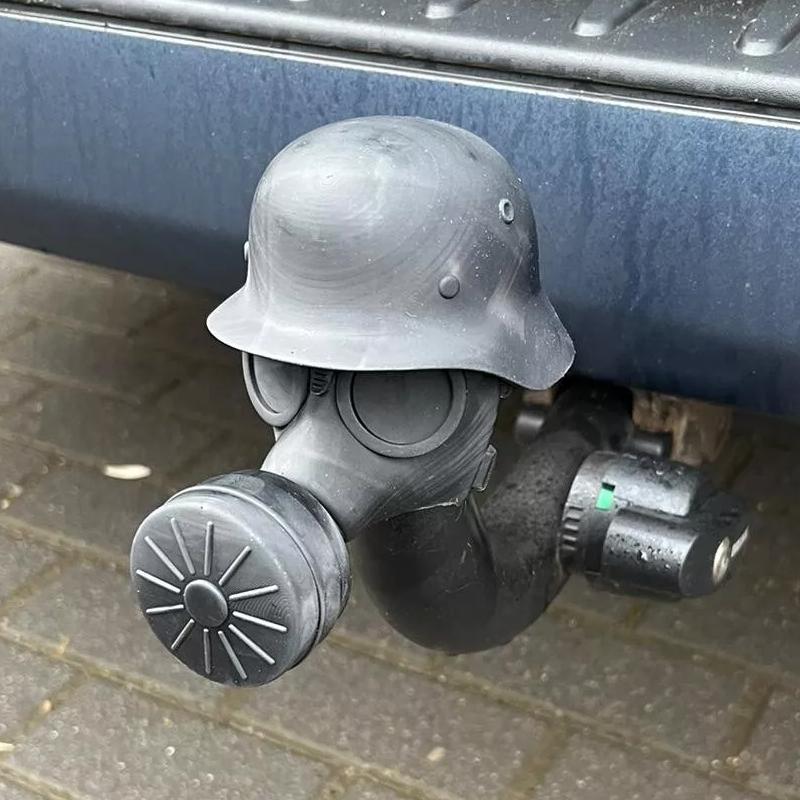 Hitch Cover Steel Trailer With Helmet And Gas Mask 3d Printed Trailer Hitch Ball Cover Prevent Receiver Tube From Rusting