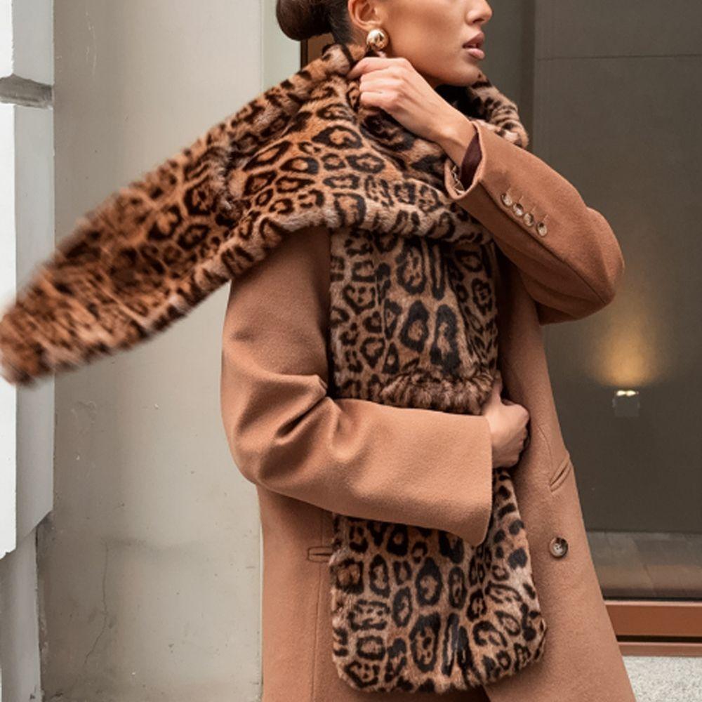 Faux Fur Leopard Print Scarf Leopard Print Winter Neck Warmer High Quality Faux Fur Scarf