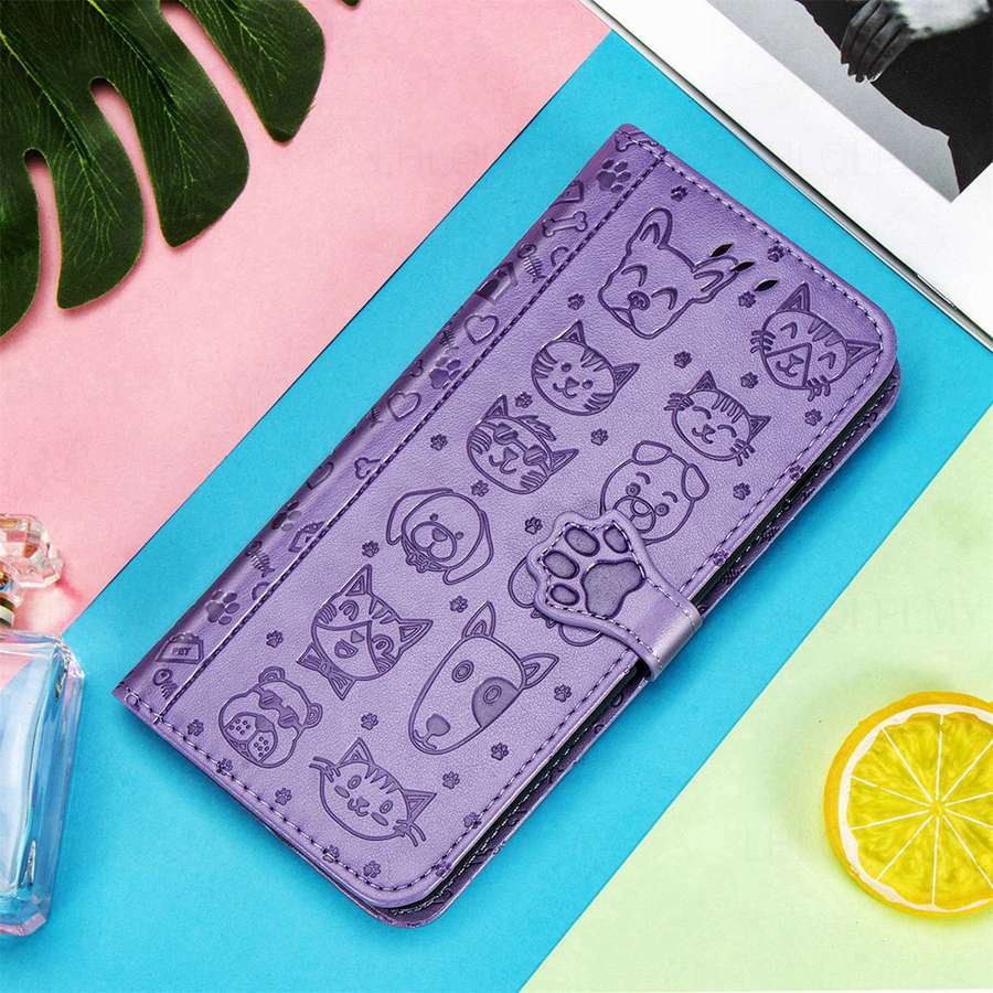 Кожаный защитный чехол-книжка для Apple iPhone 13 15 14 16 Pro Oneplus Nord CE 2 3 4 5G Google Pixel Motorola Edge Moto Cat And Dog Motif Wallet Cover