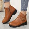 Spring and Summer Footwear Plus Size Round Head Side Zipper Thick Heel Booties Women's Shoes