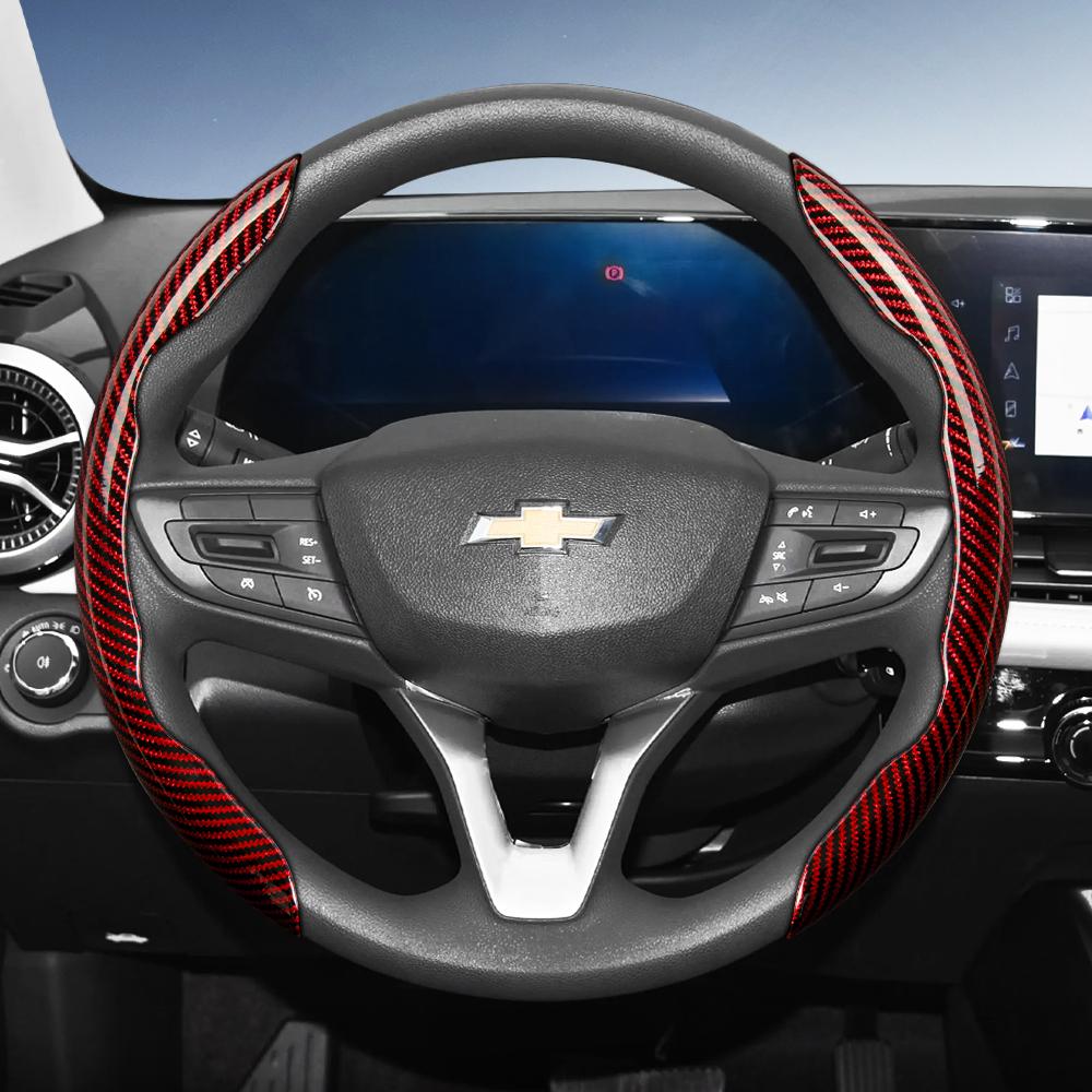 AABHG1 Suitable for Chevrolet Carbon Fiber Texture Steering Wheel Cover with Segmented Quick-Release Design, Durable, for Silverado, Equinox, Trax
