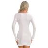 Women's Long Sleeve Bodycon Tight Pencil Dress Oil Glossy Sheer Micro Mini Dress Clubwear