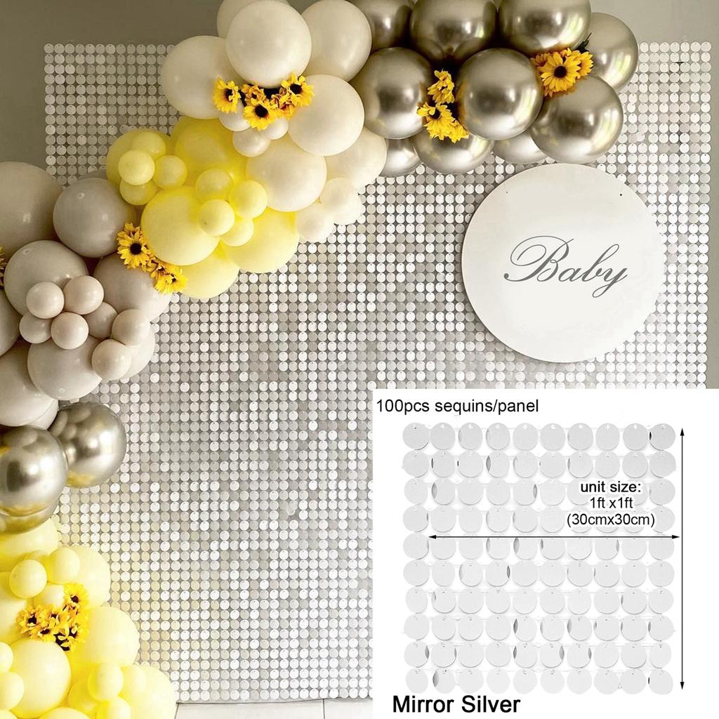 Iridescent Party Sequin Backdrop Glitter Shimmer Square Sequin Panel Wall Popular Wedding Decor Baby Shower Birthday Decoration