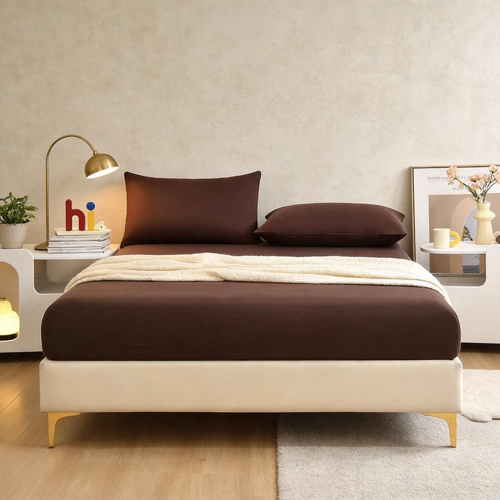 Polyester Fitted Sheet 30cm Deep And Solid Color With Breathable Fabric For Bedroom Use
