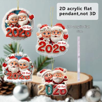 2026 Рождественское украшение Мультяшный Санта-Клаус Снеговик Олень 2D Акриловое украшение для рождественской елки