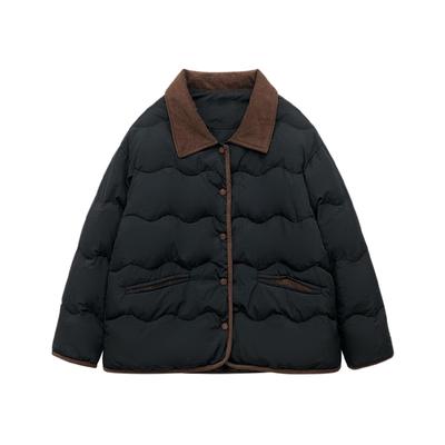 Корейская версия вельветового воротника-пуховика для женщин, короткая куртка на осень и зиму Dongdaemun Small Retro White Duck Down Thick Coat