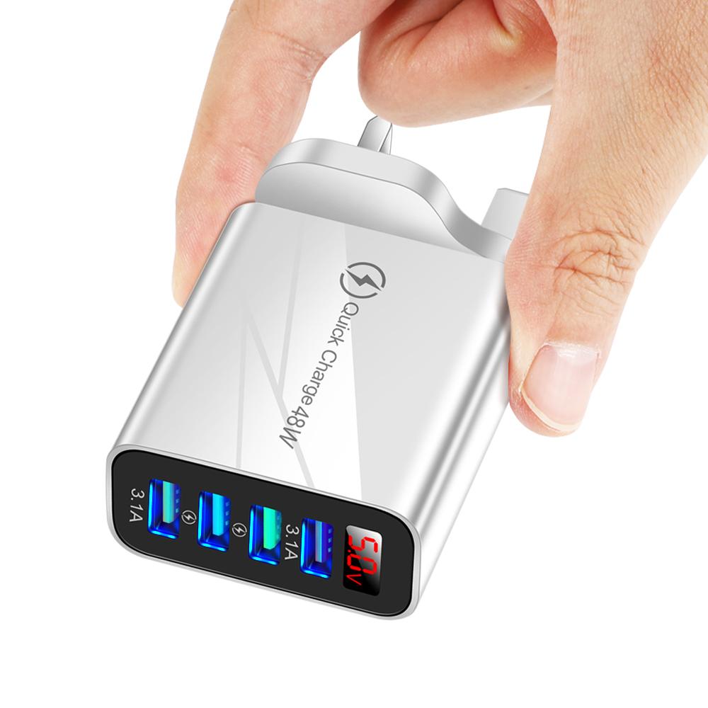 4 USB в режиме реального времени с переменной частотой ЖК-цифровой дисплей зарядное устройство для телефона адаптер 5 В 48 Вт блок питания быстрое зарядное устройство для мобильного телефона