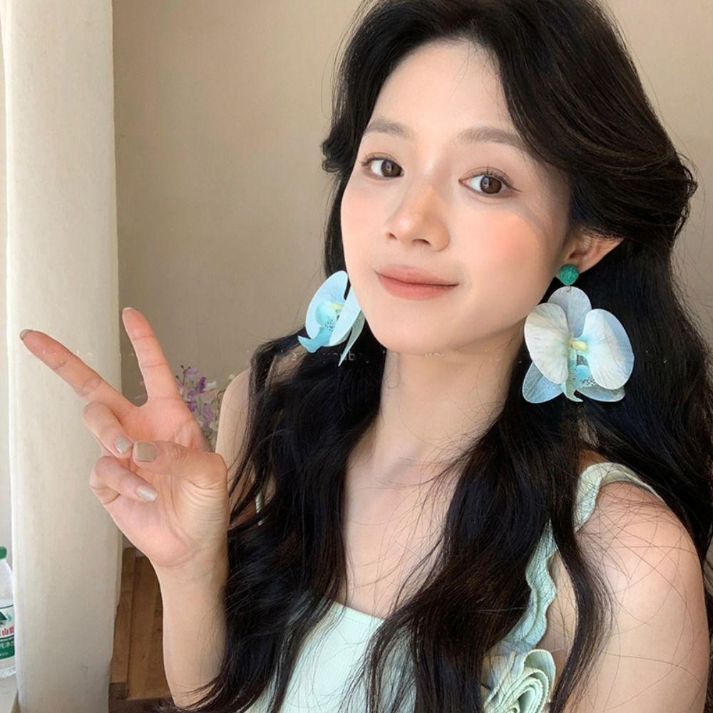 Simulated Flower Butterfly Orchid Earrings Beach Jewelry Flower Earrings  Women