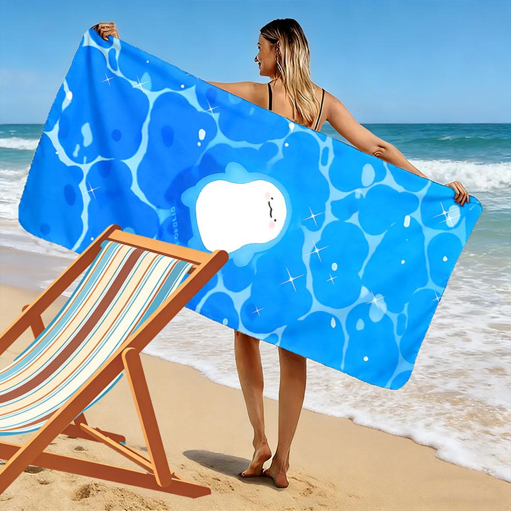 Cute Seal on Blue Water Towel Beach Towel Quick-drying for Travel Outdoor Sports Jogging Beach and Swimming