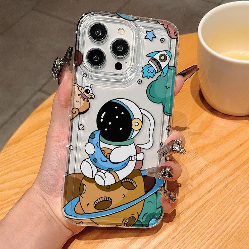 Astronaut совместим с ударопрочными минималистичными чехлами для Apple 15/12, мягкой резиной для 13/14 Pro Max, 11/16/17