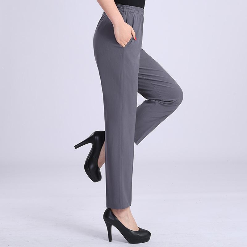 Женские брюки, повседневные брюки, летние тонкие и свободные женские девятые брюки из искусственного шелка