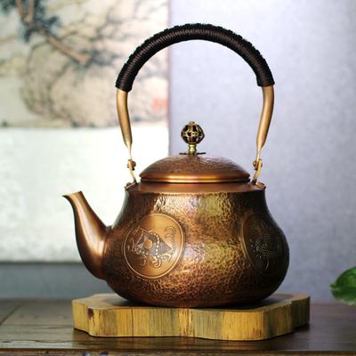 Чайник ручной работы из фиолетовой меди, кованый утолщенный, из чистой меди, для кипячения, старинный, из красной меди, большой емкости для кипячения