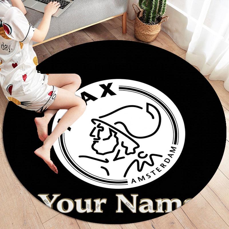 AFC Ajax Custom Name Round Area Rug,Carpet Rug for Living Room Bedroom Sofa Playroom Decor,Non-slip Floor Mat