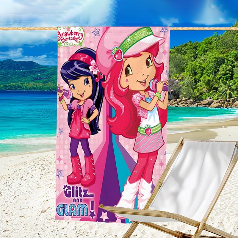 1pc Princess Strawberry6 Beach Towel, Beach and Seaside Swimming Pool Equipment, Fashion Pattern, Rectangular, Travel Essentials
