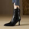 French Small Ankle Boots Women's 2025 Autumn and Winter New High-end Pointed Foreign Style Thin Heel Single Boots High Heels Elegant Short Boots
