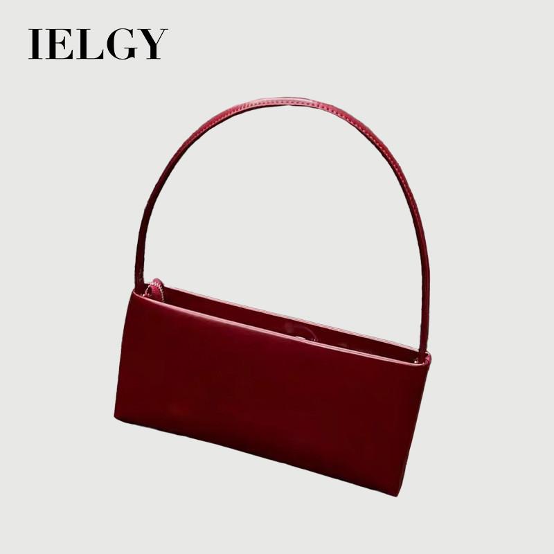 Ielgy High-End Baguette Underarm Bag Niche Design Shoulder Messenger Bag Simple Fashion Red Wedding Bag