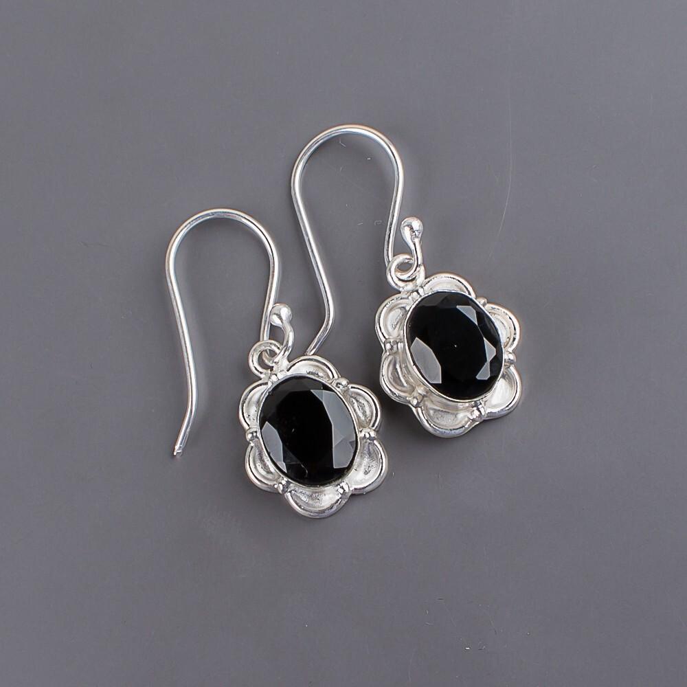 Натуральный черный оникс драгоценный камень 925 стерлинговое серебро ювелирные изделия ручной работы серьги 1.30" EE-11-15