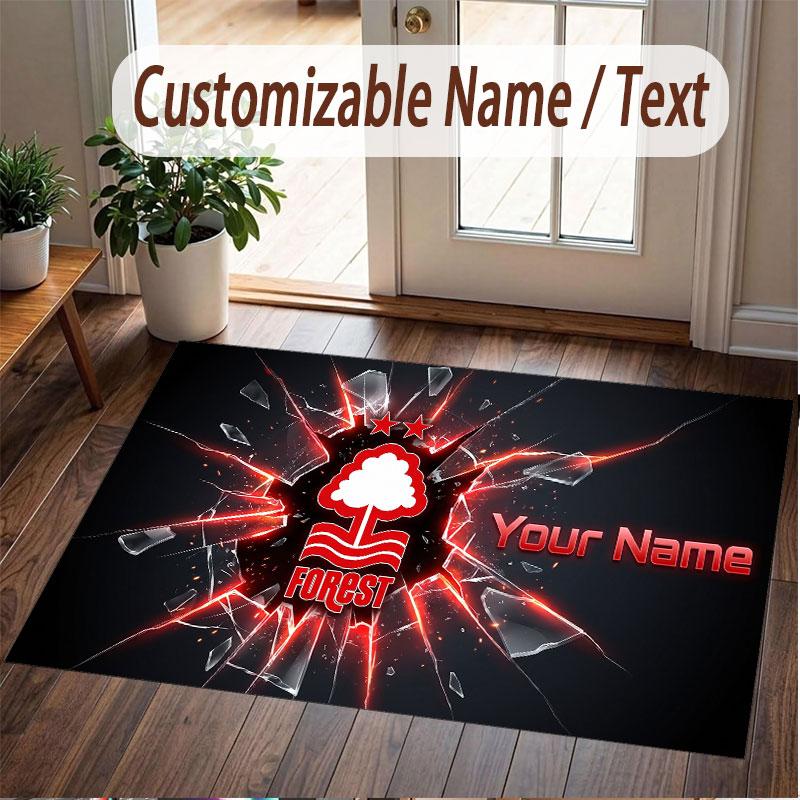 Custom Rug Nottingham Forest Pattern Print Name Text Soft Non‑Slip Floor Carpet for Home Indoor Decoration