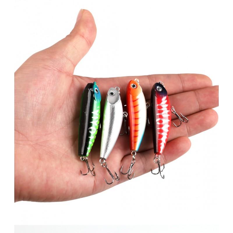4pcs Floating Topwater Minnow Jerkbaits 7.5cm 5.3g ABS Hard Lure Bass Pike Perch Surface Fishing