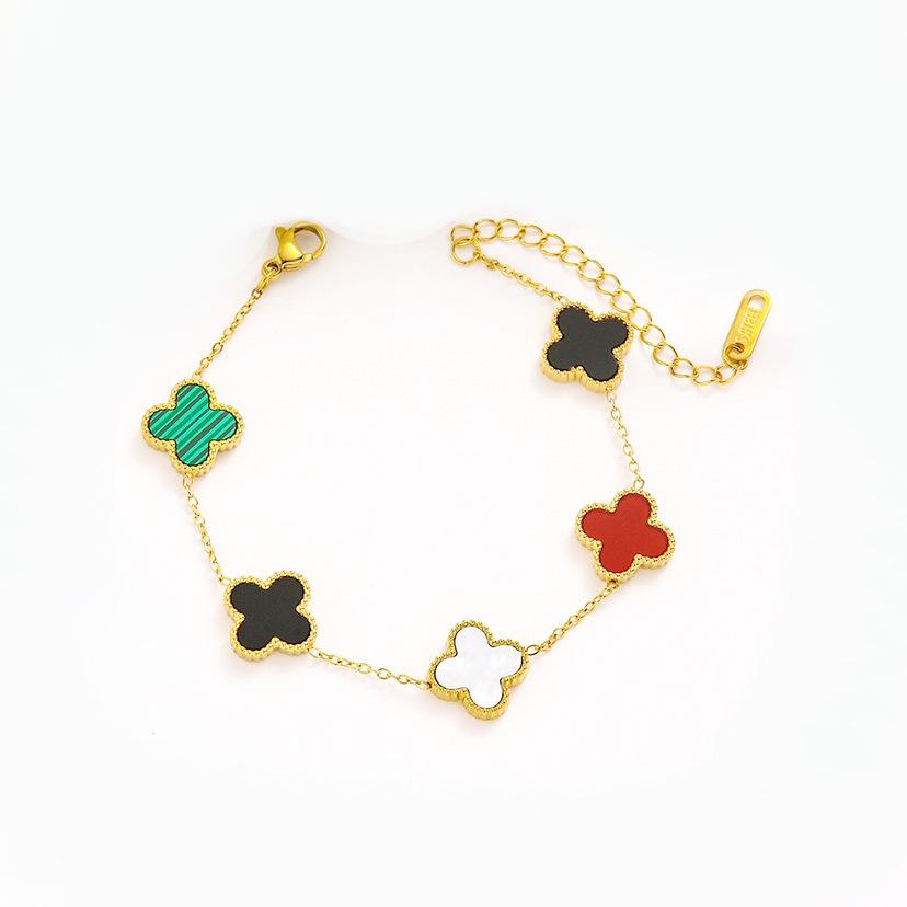 Браслет из высококачественной нержавеющей титановой стали 13 мм в виде четырехлистного клевера для женщин, модный браслет высокого класса