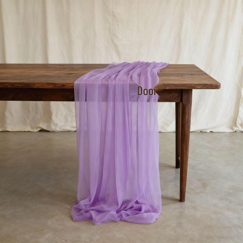 Nordic Wedding Voile Table Runner: Solid Chiffon Crepe Decoration for Dining and Parties