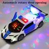 360° Rotating Police Car Toy with Sound & Light Electric Automatic Openable Doors Educational Vehicle Toy for Kids Children