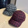 New Autumn and Winter All Match Striped Plaid Soft Top Woolen Baseball Hat for Women Cute Bow Tie Rope Peaked Hat Trendy