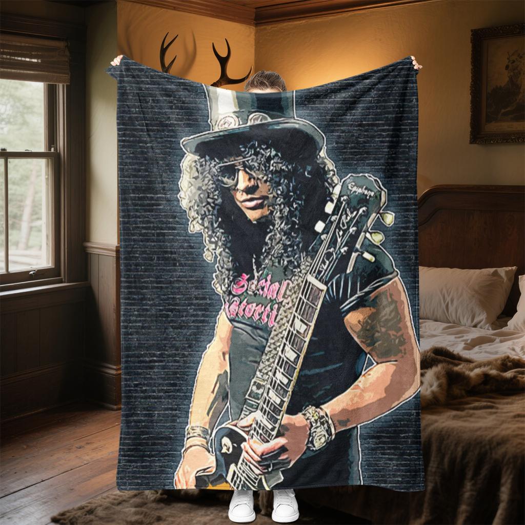Guitarist Top Hat Guitar Soft Comfortable Blanket Suitable All Seasons Perfect Gift Office Nap Outdoor Travel