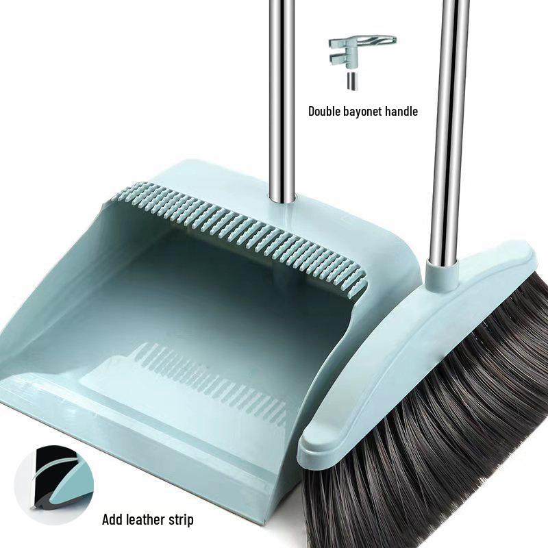 2024 Soft Bristle Broom & Dustpan Set with Long Stainless Steel Rake Teeth, Free Shipping