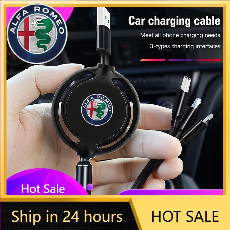 Car Stickers For Alfa Romeo Car Interior Charging Data Cable Scalable 3 In 1 Phone Charger For Alfa Romeo Giulietta Mito 159 Giu