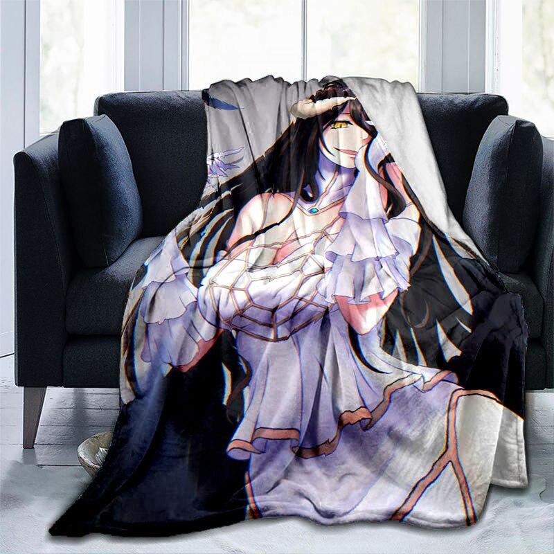 Сексуальное аниме-одеяло для девочек Albedo Pin Up для девочек, красивое фланелевое теплое одеяло для взрослых, покрывало с 3D принтом, мужской диван-пещера, декор для кемпинга