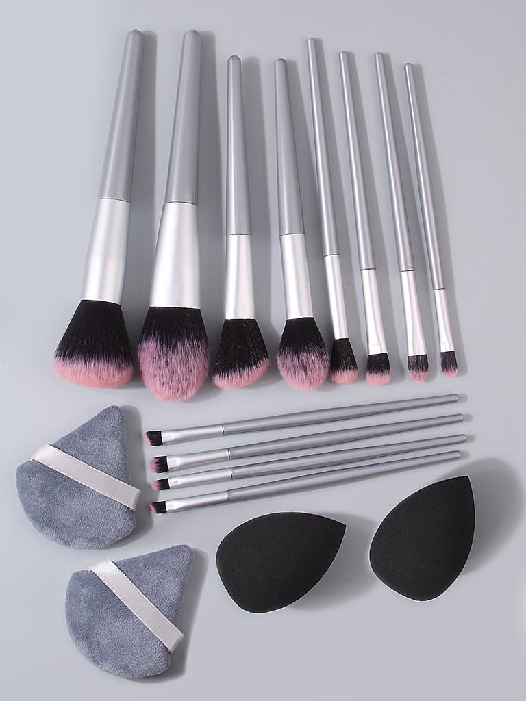 4/12/16PCS Beginner Makeup Tool Set: 12PCS Soft-bristled Makeup Brushes +4PCS Super Soft Makeup Sponges for Daily Portable Use