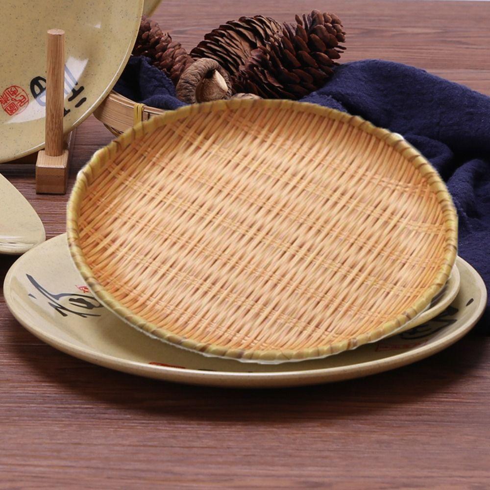 Traditional Imitation Weaving Dinner Plate Classic Snack Plate Fruit Plate Decoration Tray Home