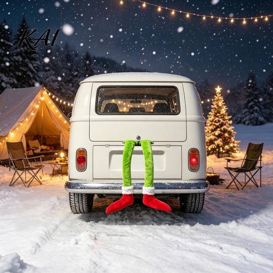 Seasonal Car Interior Embellishments Funny Elf Legs Hanging Ornament, Christmas Tree Decor with Soft Indoor Outdoor Holiday Plush, Red Green