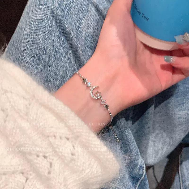 Korean High-End Adjustable Pearl Moon and Star Bracelet for Women