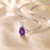 Бриллиантовое ожерелье из белого золота K14, выращенный в лаборатории бриллиант, камень февраля, натуральный камень, аметист, подвеска-капля, серебряная цепочка, день рождения, Рождество