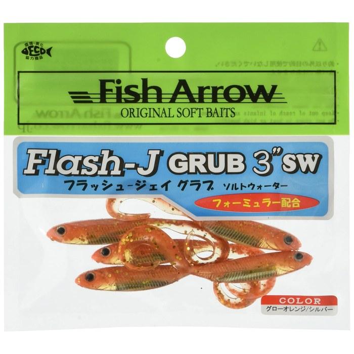 Fish Arrow Flash J Grub 3 SW #121 Светящийся Оранжевый/S #121 Светящийся Оранжевый x Серебристый 3 дюйма