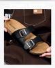 Мужские сандалии Birkenstock с двумя пряжками и открытым носом - Летняя повседневная уличная обувь Шлепанцы