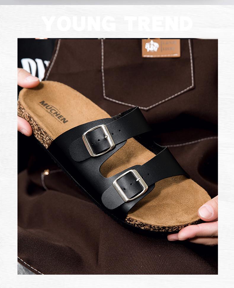 Мужские сандалии Birkenstock с двумя пряжками и открытым носом - Летняя повседневная уличная обувь Шлепанцы