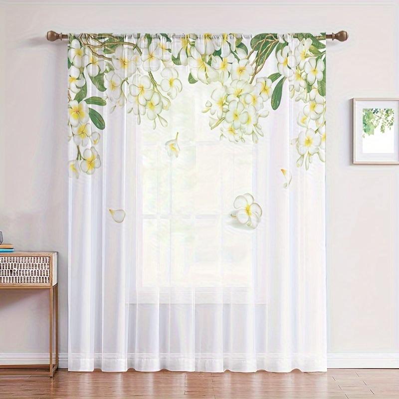 2 шт. Цветочный принт пряжи занавески, карниз для оконного оформления для спальни офиса кухни гостиной кабинета домашнего декора