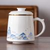 Suet jade teacup ceramic tea separation office cup Guochao merchandise water cup company annual meeting business souvenir