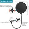 NEEWER Microphone Pop Filter 360° Flexible Arm Screw Clamp Double Layer Noise Prevention Recording Screen Compatible with Blue and Other Microphones