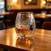 Creative Beverage Cup Halloween Ghost Whiskey Glass, Black Cat Spider Net Skull Tumbler for Novelty Shape Glass Cocktail, 350ml Spooky Drinkware Home
