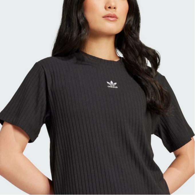Adidas Оригинальные базовые эластичные повседневные простые удобные мягкие футболки с коротким рукавом женские топы черного цвета JD1495