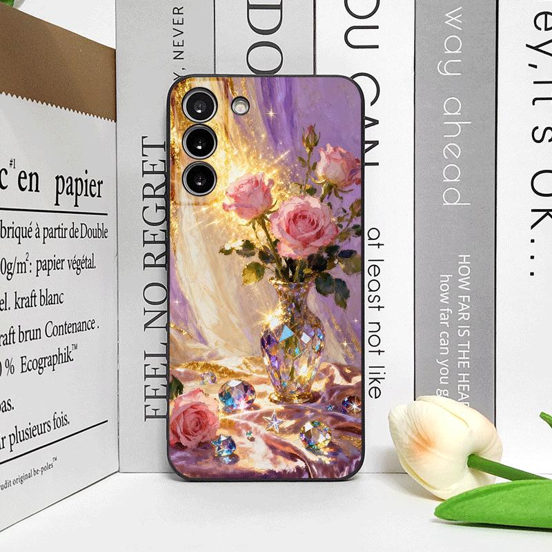 Роскошный Чехол для Телефона с Принтом Розовой Розы и Алмазов для OnePlus 12 13 R 11 10 9 Pro Nord 4 2T CE5 CE2 ACE2 ACE3 5G Мягкий Чехол