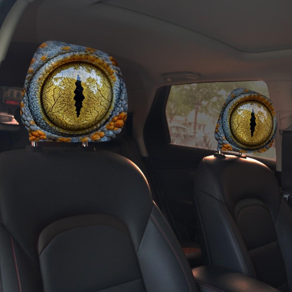 2PCS Simulation Dragon's Eye Car Pillowcase Car Seat Headcover Gift for Car Lover