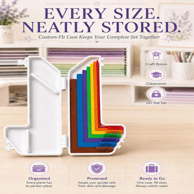 Papercraft Alignment Guide Set Includes Storage Box 7 Edge Precision Laminated Spacers Color Coded Card Making Scrapbooking DIY