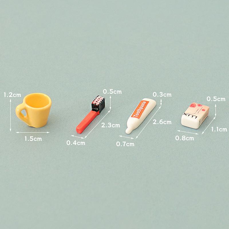 1Set 1:12 Dollhouse Miniature Soap Toothbrush Toothpaste Model Cup Home Model Decor Toy Doll House Accessories