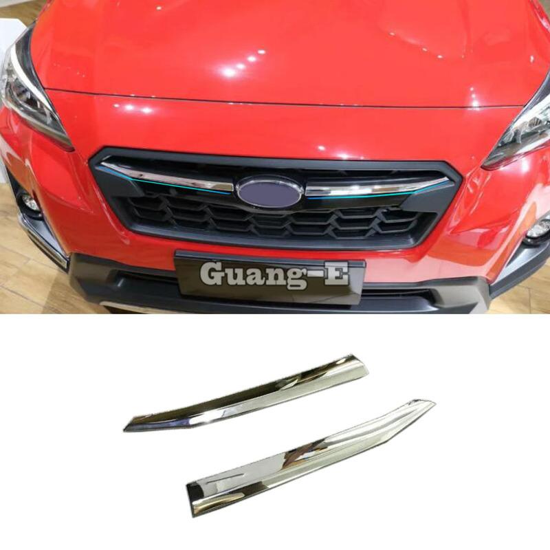 For SUBARU XV 2018 Styling Body Protect Detector ABS Chrome Trim Front Up Head Grid Grill Grille Panel 2pcs